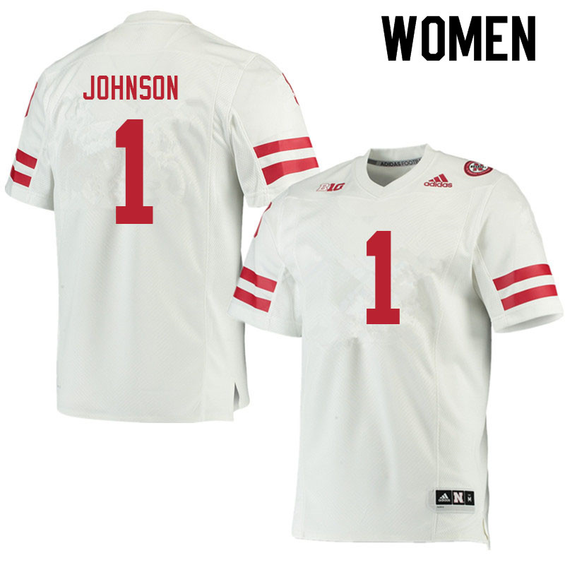 Women #1 Tyreke Johnson Nebraska Cornhuskers College Football Jerseys Sale-White - Click Image to Close